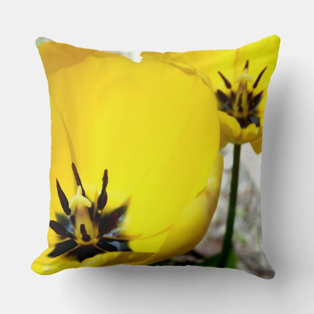 Yellow Tulip Throw Cushion (Front)