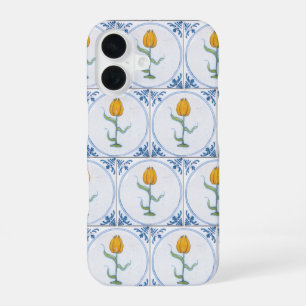 Yellow Tulip Vintage Delft Art  Paper Coaster iPhone 16 Case