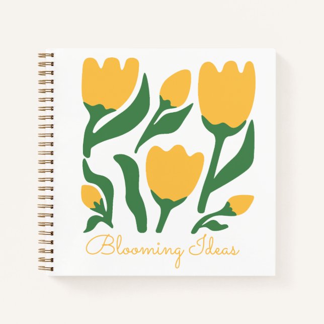 Yellow Tulips Esthetic Personalized Notebook (Front)