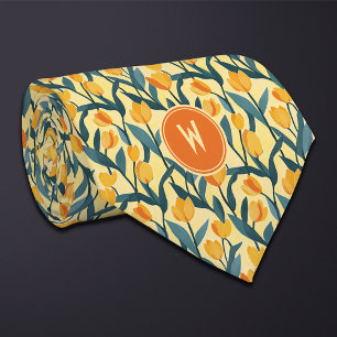 Yellow Tulips Floral Tie