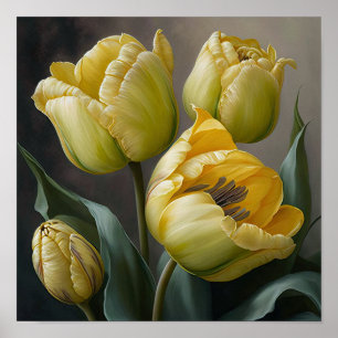 Yellow Tulips Flower Art Print Poster