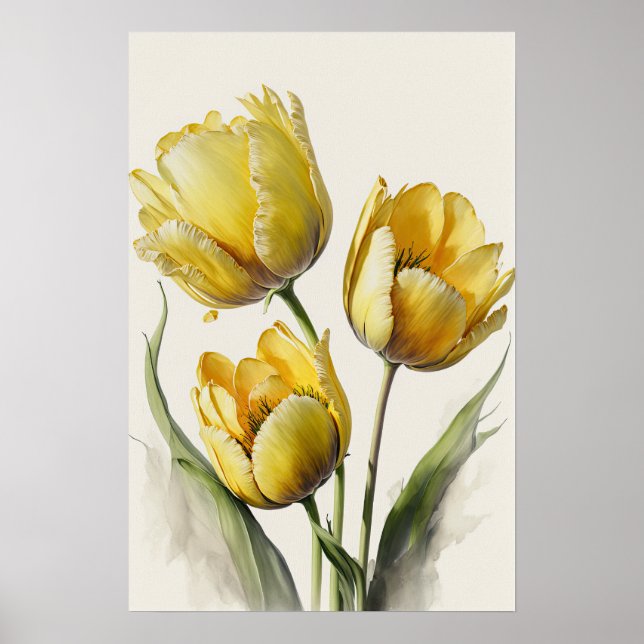 Yellow Tulips Flower Art Print Poster (Front)