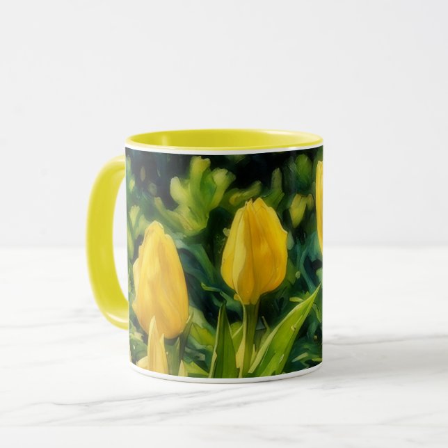Yellow Tulips Flower Floral Art Mug Cup (Front Left)