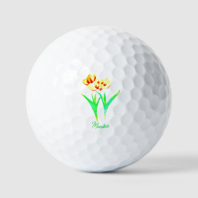Yellow Tulips Golf Balls (Front)