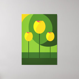 Yellow Tulips Green Background | Floral Canvas Print