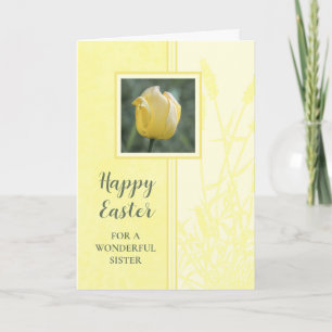 Yellow Tulips Happy Easter Sister Holiday Card