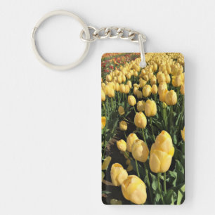 Yellow Tulips in a Field, Oregon Key Ring