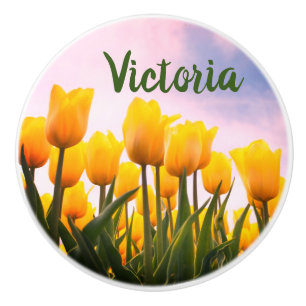 YELLOW TULIPS ON A CERAMIC PULL