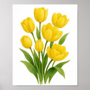 Yellow Tulips Painting Floral Wall Art
