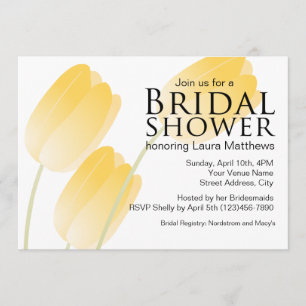 Yellow Tulips Spring Floral Bridal Shower Invitation