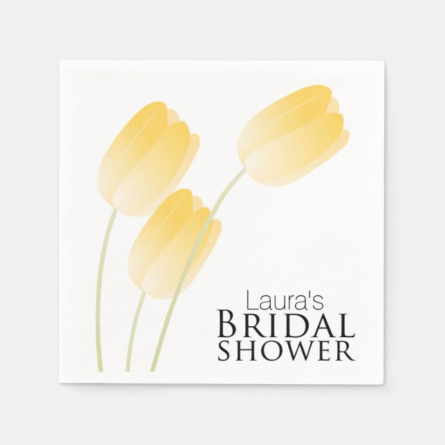 Yellow Tulips Spring Floral Bridal Shower Napkin (Front)