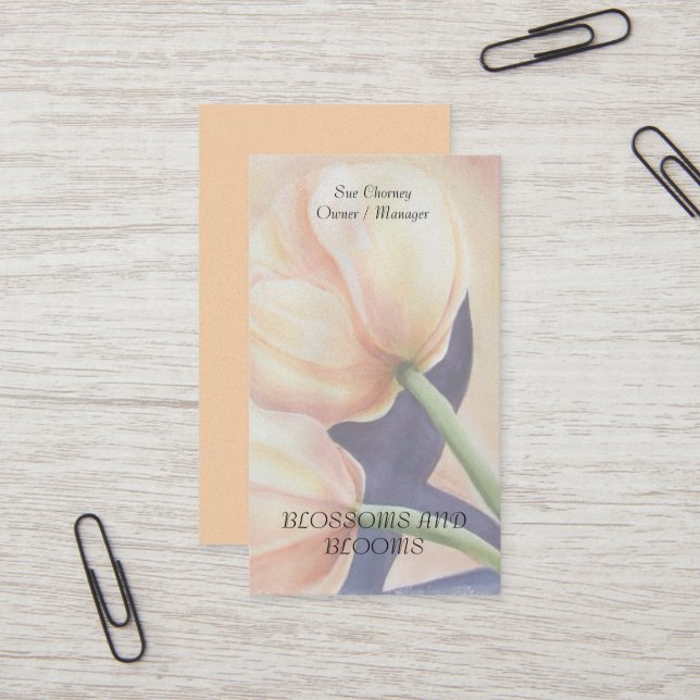 YELLOW TULIPS WATERCOLOR FLOWER BUSINESS CARDS (Front/Back In Situ)