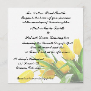 Yellow Tulips Wedding Invitation Announcement