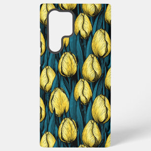 Yellow tulips with blue leaves samsung galaxy case