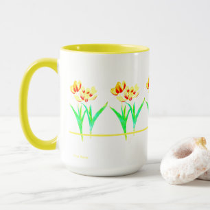 Yellow Tulips With Text Large Mug