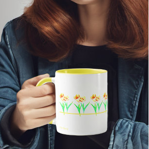 Yellow Tulips With Text Mug