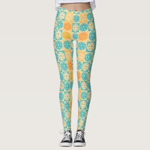 Yellow Turquoise Beach Inspired Pickleball Leggings