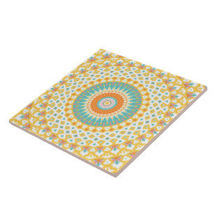 Yellow Turquoise Mandala Tile