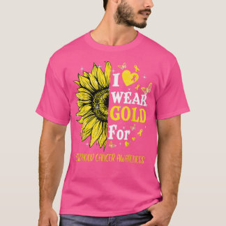 Yellow Twinkle Heart Sunflower Childhood Cancer Aw T-Shirt