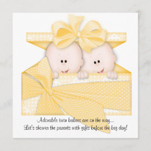 Yellow TWINS Baby Shower Invitation Announcement