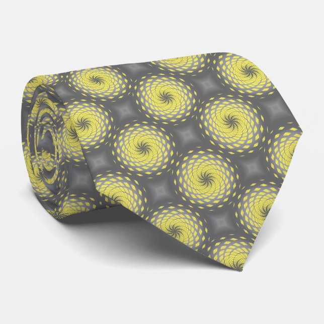 Yellow Twirl Pattern Dot Tie (Rolled)