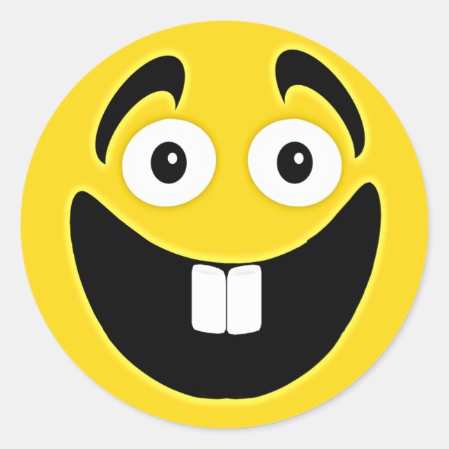 Yellow Two Front Teeth Face Classic Round Sticker (Front)