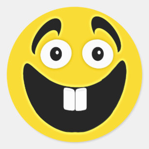 Yellow Two Front Teeth Face Classic Round Sticker