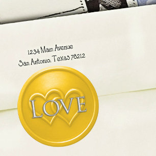 Yellow Two Hearts Intertwined Wedding Classic Round Sticker