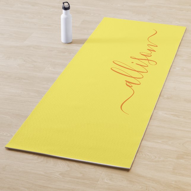 Yellow Typography Minimalist Name Yoga Mats (In Situ)