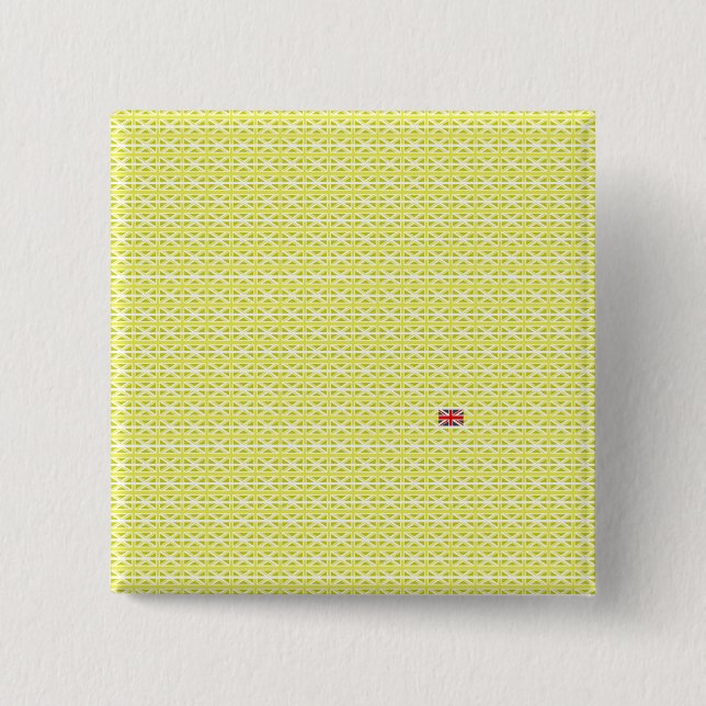 Yellow UK Union Jacks & odd one 15 Cm Square Badge (Front)