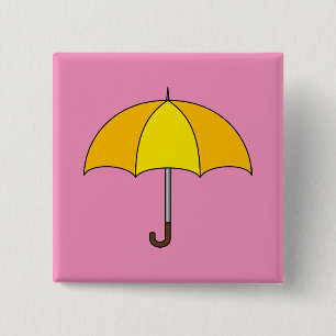 Yellow Umbrella 15 Cm Square Badge
