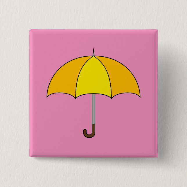Yellow Umbrella 15 Cm Square Badge (Front)