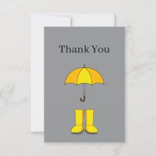 Yellow Umbrella and Boots for Rainy & Snowy Days Thank You Card