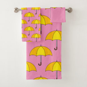 Yellow Umbrella Bath Towel Set