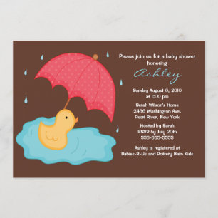 Yellow Umbrella Duck Baby Shower Invitation