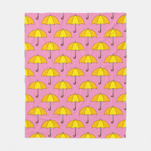 Yellow Umbrella Fleece Blanket