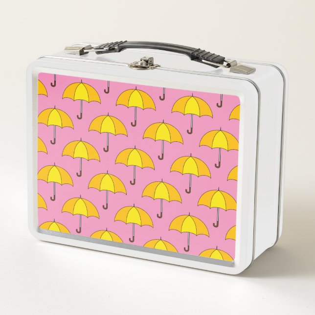 Yellow Umbrella Metal Lunch Box (Front)