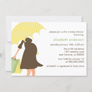 Yellow Umbrella Mum Neutral Baby Shower Invitation