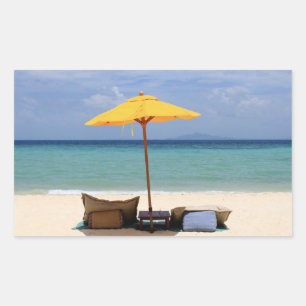 Yellow umbrella rectangular sticker