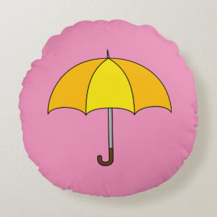 Yellow Umbrella Round Cushion