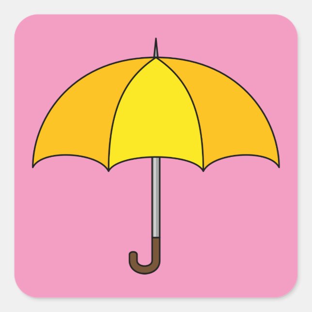 Yellow Umbrella Square Sticker (Front)