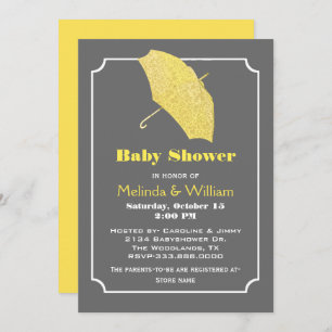 Yellow Umbrella Stylish Baby Shower Invitation
