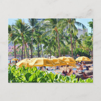 Yellow Umbrellas on the Beach Postcard