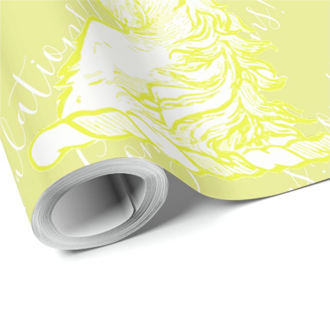 Yellow Unicorn Pattern Custom Congratulations Text Wrapping Paper (Roll Corner)