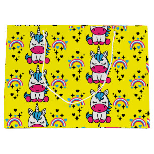 Yellow Unicorn Pony Birthday Large Gift Bag