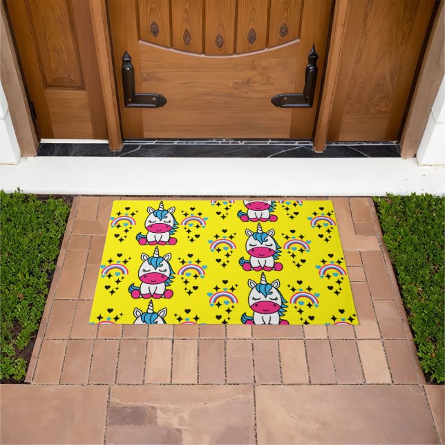 Yellow Unicorn Pony Doormat (Outdoor)