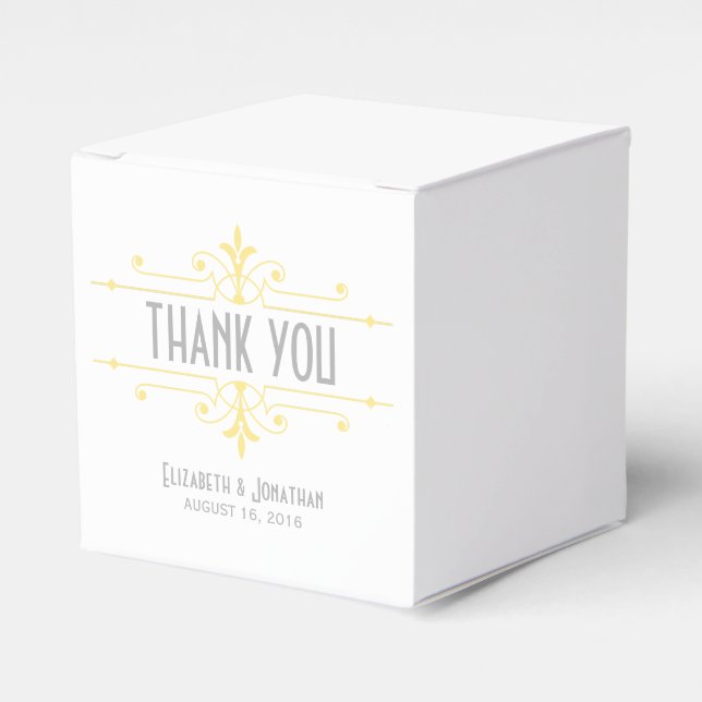 Yellow v2 Fancy Ornamental Favour Boxes (Front Side)