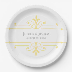 Yellow v2 Fancy Ornamental Paper Plates