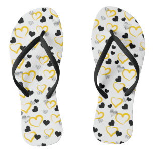 yellow Valentine's Day Flip Flops
