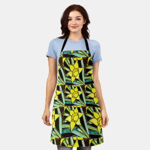 Yellow Valuable Flowers Pattern Apron